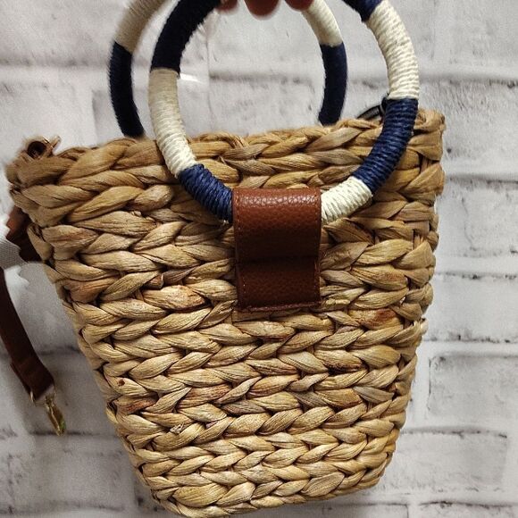 Joules Woven Mini Bag with Blue and Brown Accents - Picture 4 of 6